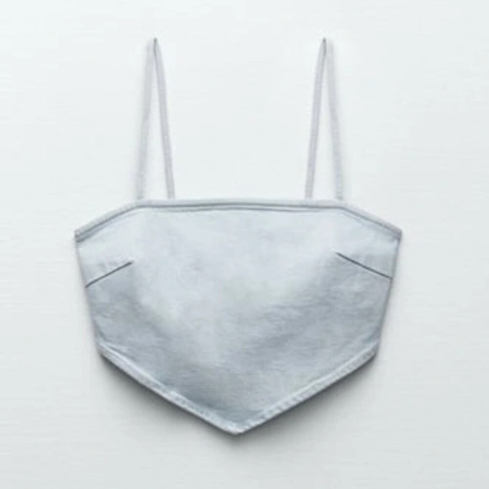 NWT Zara Denim Bandana Style Crop Top